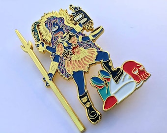 Leela Kali hindu god inspired 2.5 inch soft enamel pin from digital painting by JesseJFR