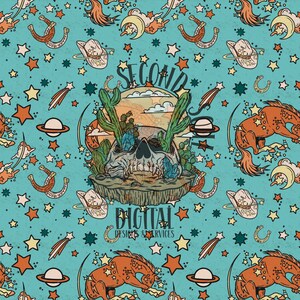Cosmic cowgirl seamless pattern
