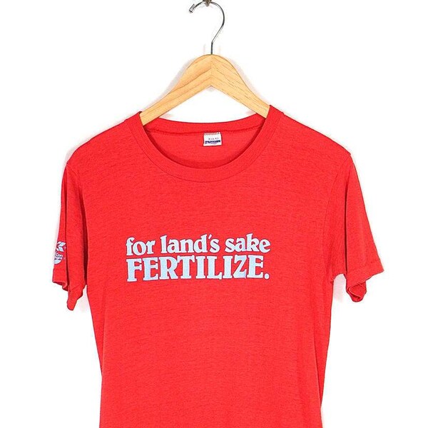 Vintage 70s Paper Thin T-shirt - 70s For Land's Sake Fertilize Formax Con Agra T-shirt - 1970s Paper Thin Healthknit 50/50 Red T-shirt -