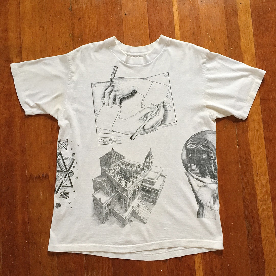 Vintage MC Escher T-shirt - 90s MC Escher Illustrated T-shirt
