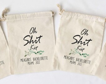 Personalized Bachelorette Party Favor Bags: Hangover Kit, Set of 5