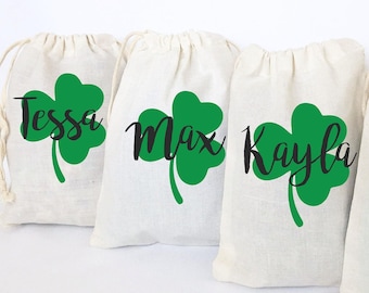 Personalized St. Patrick's Day Shamrock Favor Bags - Set of 5