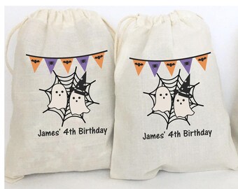 Halloween Cotton Favor Bags: Spooktacular Treat Bags, Set of 5