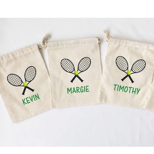 Tennis Favor Bags Sports Party Favors Personalized Goodie Bags Birthday Party Tournament Cotton Favor Bags - SET OF 5 BAGS