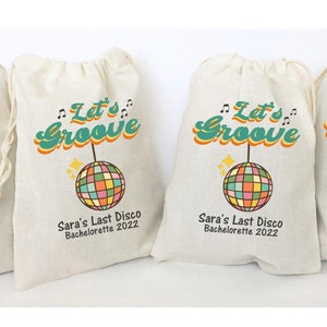 Let&#39;s Groove Party Favor Bags 60s Party 70s Party Favors Disco Favor Bags Retro Groovy Party - SET OF 5 BAGS
