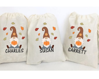 Fall Gnomes Party Favor Bags Thanksgiving Bags Friendsgiving Bags - SET OF 5 BAGS
