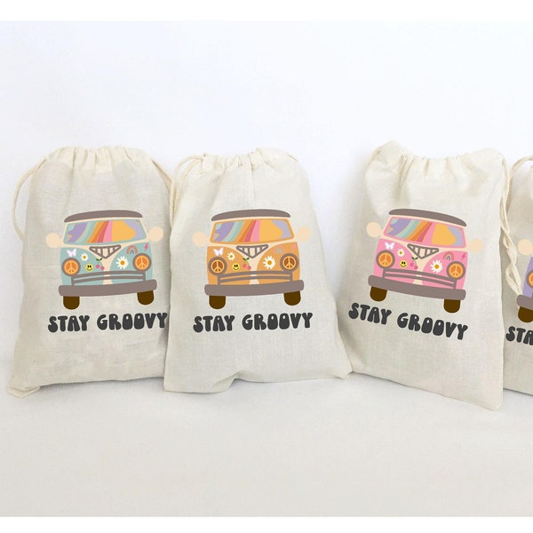 Groovy Birthday Party Favors Retro Party Favor Bags Goodie Bags Vintage Party Favors Hippie Favor Bags - SET OF 5 BAGS