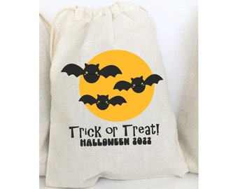 Halloween Cotton Favor Bags: Trick or Treat Bat Candy Bags - Set of 5