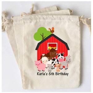 Farm Animals Favor Bags Farm Party Favors - SET OF 5 BAGS