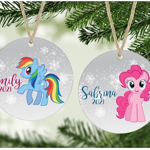 My Little Pony Ornament Personalized Kids Ornaments Holiday Christmas Ornaments Stocking Stuffers Rainbow Dash Pinkie Pie Fluttershy
