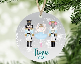 Personalized Nutcracker Christmas Ornament: Ballerina & Mouse King