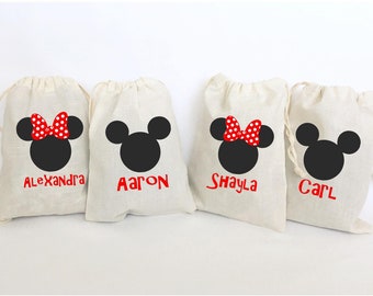 Mickey Minnie Favor Bags Birthday Party Favors Mickey Mouse Party Minnie Mouse Birthday Goodie Bags - SET OF 5 BAGS