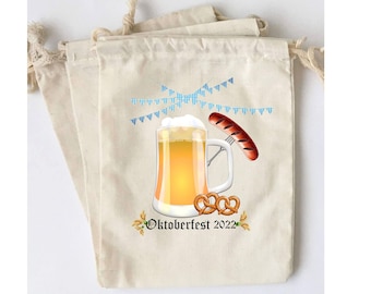 Oktoberfest Favor Bags: German Beer Festival Cotton Gift Bags - Set of 5