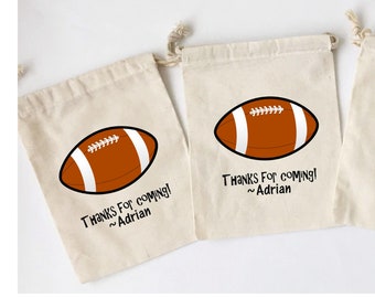 Personalized Football Party Favor Bags: Set of 5 Cotton Goodie Bags