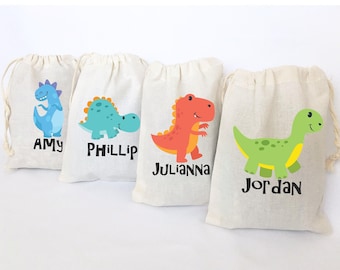 Personalized Dinosaur Favor Bags: Wild One Dino Birthday, Set of 5