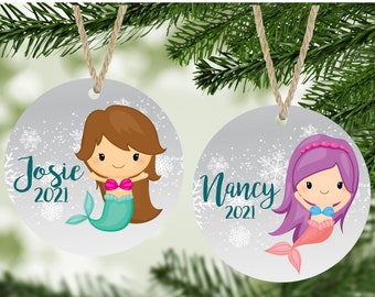 Mermaid Ornaments Personalized Kids Ornament Christmas Under the Sea Ornament