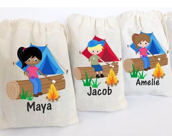 Camping Favor Bags Happy Camper S'mores Glamping Party Favors  - SET OF 5 BAGS