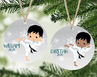 Karate Ornament Boys Taekwondo Ornament Mixed Martial Arts Ornament Kids Personalized Christmas Ornament