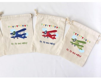 Airplane Party Favor Bags: Personalized Birthday Gift, Set of 5