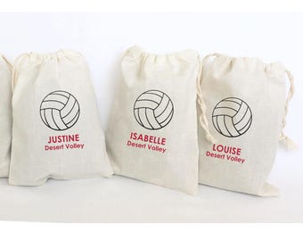 Volleyball Party Favor Bags Personalized Volleyball Sports Bags - SET OF 5 BAGS