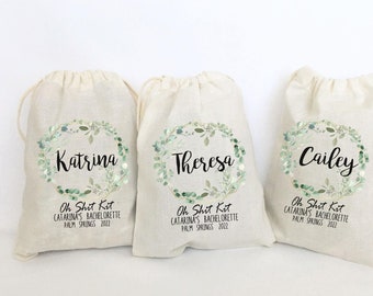 Personalized Bachelorette Party Favor Bags: Eucalyptus Hangover Kit - Set of 5