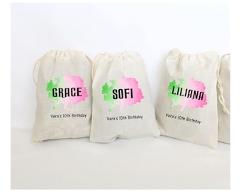 Wicked Party Favor Bags Pink and Green Witch Birthday Party Bags SET OF 5 BAGS