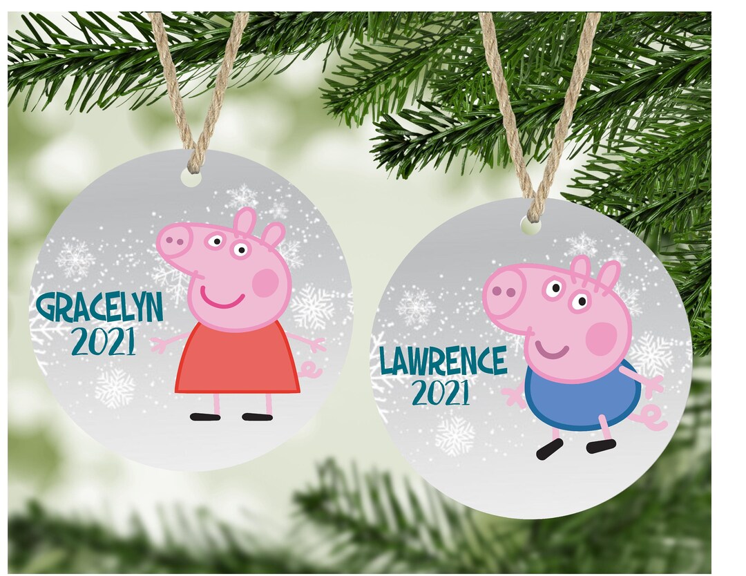 Peppa Pig Ornament Personalized Kids Ornaments Holiday Christmas Ornaments Family Ornaments