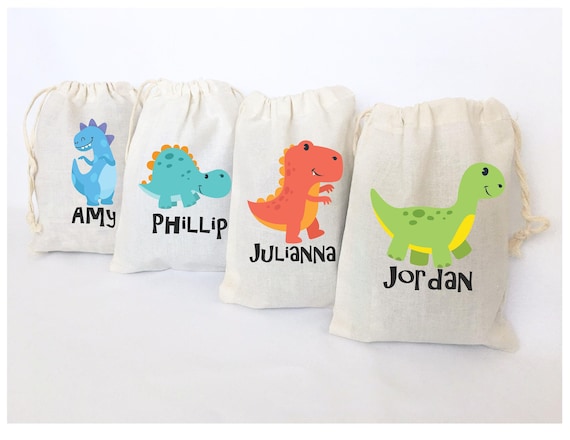 Personalized Dinosaur Favor Bags: Wild One Dino Birthday, Set of 5