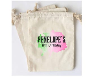 Wicked Party Favor Bags Pink and Green Witch Birthday Party Bags SET OF 5 BAGS