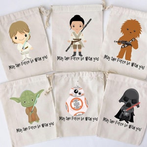 SET OF 5 BAGS - Space Wars Favor Bags Galaxy Party Favors Personalized Party Gift Bags Loot Bags Birthday Party Favors Cotton Favor Bags