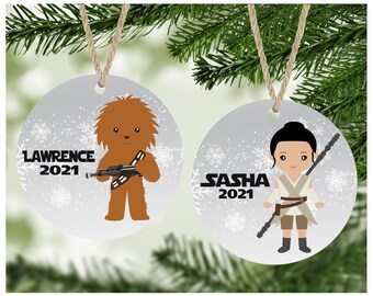 Space Wars Ornaments Personalized Kids Ornaments Holiday Christmas Ornament Stocking Stuffers Christmas Gift