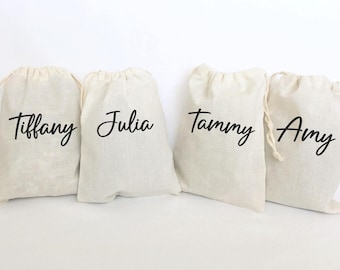 Personalized Name Favor Bags - Set of 5 - Bridesmaid Bachelorette Bridal Birthday Party