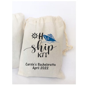 SET OF 5 BAGS - Oh Ship Kit Favor Bags Cruise Party Favors Hangover Kit Birthday Cruise Bachelorette Girls Party Family Vacation Bags