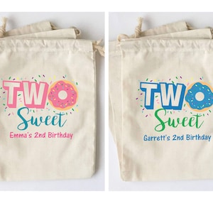 Donut Favor Bags Second Birthday Party Favors Two Sweet Favor Bags Kids 2nd Birthday Favor Bags - SET OF 5 BAGS