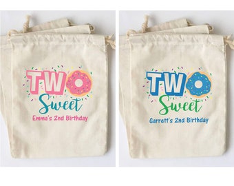 Donut Favor Bags: Two Sweet 2nd Birthday, Set of 5