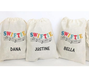Swiftie Party Favor Bags: Set of 5 Personalized Muslin Bags