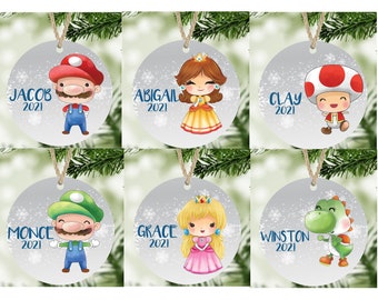 Italian Plumber Ornaments Personalized Kids Ornaments Holiday Christmas Stocking Stuffers Plumber and Princess Gamers Ornaments