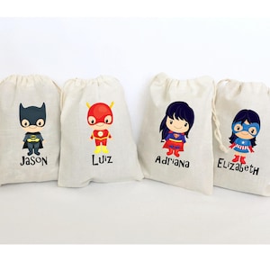 Superhero Favor Bags Hero Birthday Party Favors Personalized Party Gift Bags Birthday Party Favors Superheroes Party - SET OF 5 BAGS