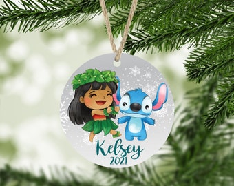Cute Alien Ornament Personalized Kids Ornament Christmas 2025 Hawaiian Girl and Cute Alien Ornaments