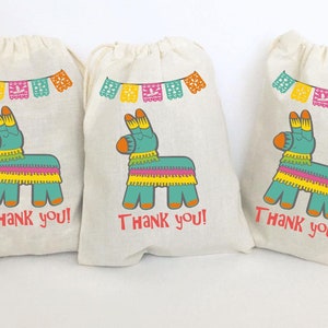 Set of 5 Fiesta Favor Bags: Personalized Llama Party, Cinco de Mayo