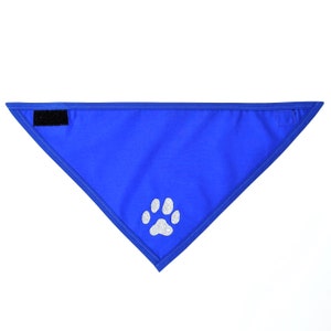 Blue Dog Bandana: Silver Paw Sparkle, Reflective Pet Scarf