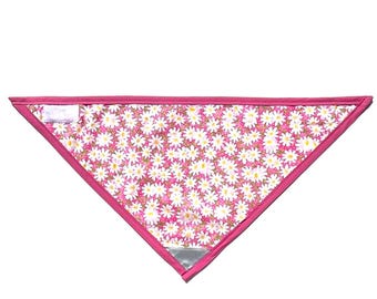 Daisy Dog Bandana: Pink Floral Scarf with Reflective Patch