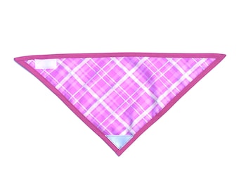 PINK PLAID Dog Bandana - VELCRO® Brand Fastener