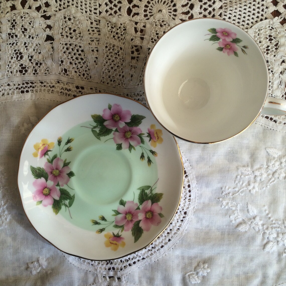 Vintage DUCHESS Bone China Floral Pattern Tea Cup and Saucer Etsy
