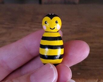 Bee Peg Doll, Hand Painted Waldorf Style Decor