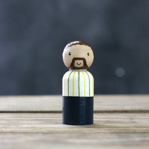 Custom Peg Doll, Dad Peg Doll with Beard, Peg Doll Family Member