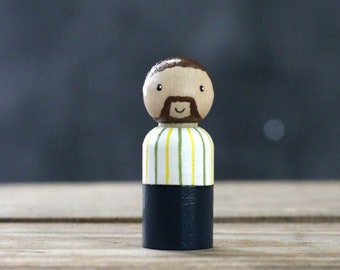 Custom Peg Doll, Dad Peg Doll with Beard, Peg Doll Family Member