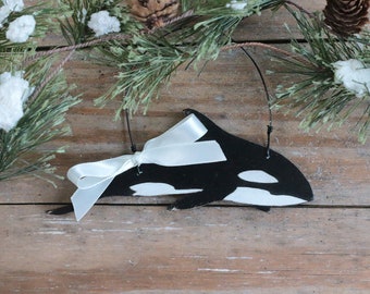 Personalized Whale Ornament, Orca Ornament, Hand Painted Christmas Ornament, Nautical Christmas Decor