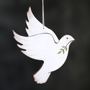 Personalized Dove Ornament, Custom Christmas Ornament, Hand Painted Wooden Ornament