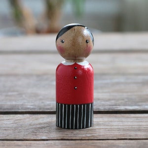 Multicultural Peg Doll, Custom Painted Wood Doll, Custom Painted Person Ornament